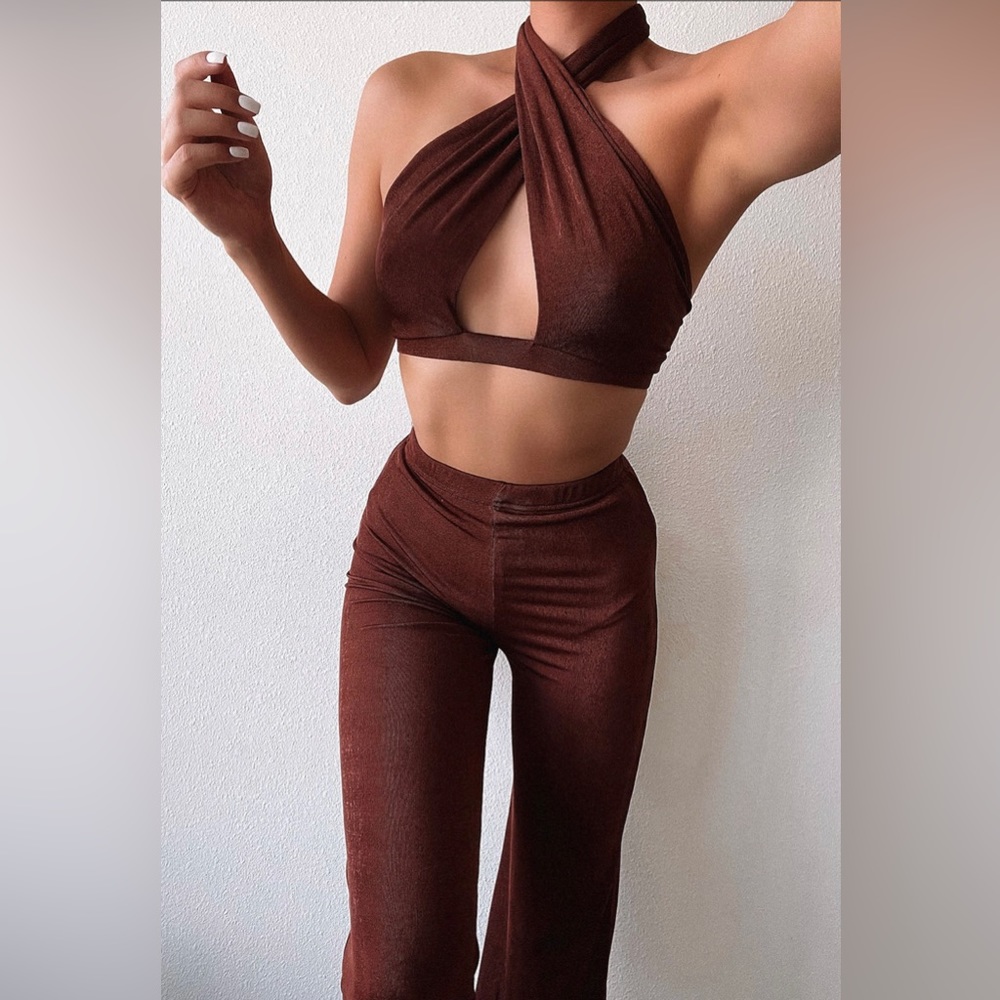 Fashion Nova Pant Set - Brown